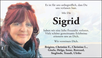 Traueranzeige von Sigrid Merensky von Nordbayerische Nachrichten Forchheim Lokal