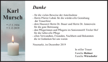 Traueranzeige von Karl Mursch von Neumarkter Nachrichten Lokal
