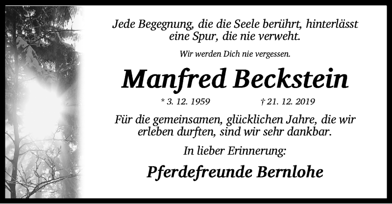  Traueranzeige für Manfred Beckstein vom 28.12.2019 aus Roth-Hilpoltsteiner Volkszeitung Lokal