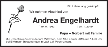 Traueranzeige von Andrea Engelhardt von Gesamtausgabe Nürnberger Nachrichten/ Nürnberger Ztg.