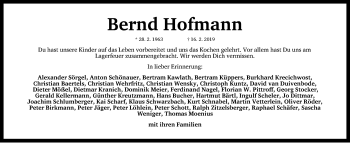 Traueranzeige von Bernd Hofmann von Gesamtausgabe Nürnberger Nachrichten/ Nürnberger Ztg.