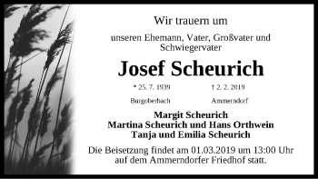 Traueranzeige von Josef Scheurich von Fürther Nachrichten Lokal