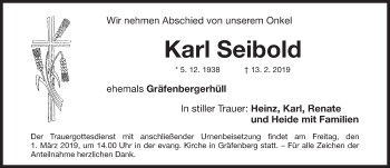 Traueranzeige von Karl Seibold von Nordbayerische Nachrichten Forchheim Lokal