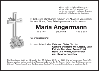 Traueranzeige von Maria Angermann von Roth-Hilpoltsteiner Volkszeitung Lokal