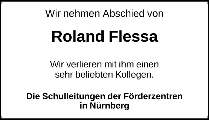  Traueranzeige für Roland Flessa vom 25.02.2019 aus Gesamtausgabe Nürnberger Nachrichten/ Nürnberger Ztg.