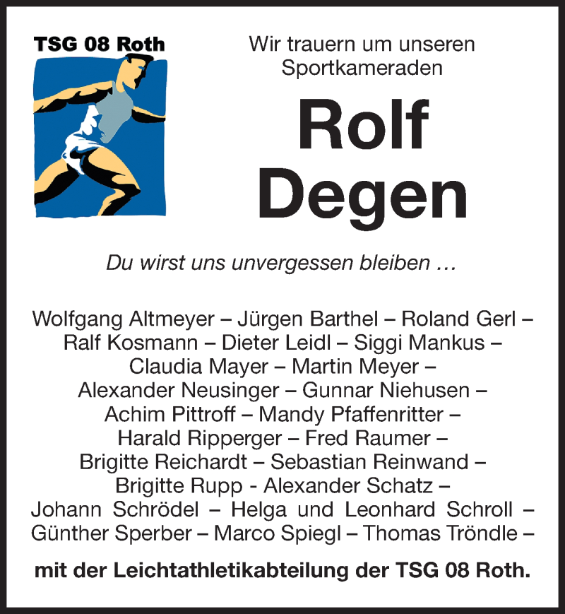  Traueranzeige für Rolf Degen vom 28.02.2019 aus Roth-Hilpoltsteiner Volkszeitung Lokal