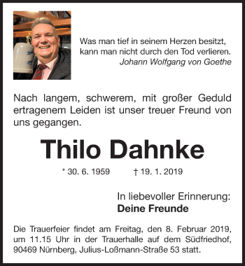 Traueranzeige von Thilo Dahnke von Gesamtausgabe Nürnberger Nachrichten/ Nürnberger Ztg.