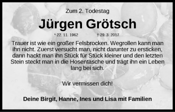 Traueranzeige von Jürgen Grötsch von Fürther Nachrichten Lokal