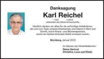 Traueranzeige von Karl Reichel von Gesamtausgabe Nürnberger Nachrichten/ Nürnberger Ztg.