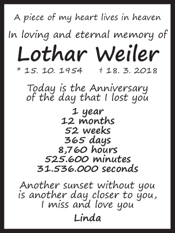 Traueranzeige von Lothar Weiler von Fürther Nachrichten Lokal