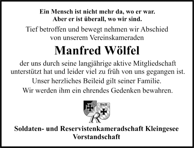  Traueranzeige für Manfred Wölfel vom 06.03.2019 aus Nordbayerische Nachrichten Forchheim Lokal
