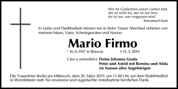 Traueranzeige von Mario Firmo von Schwabach