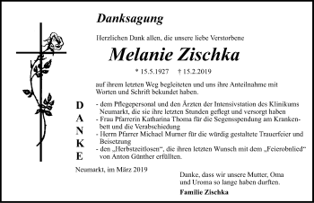 Traueranzeige von Melanie Zischka von Neumarkter Nachrichten Lokal