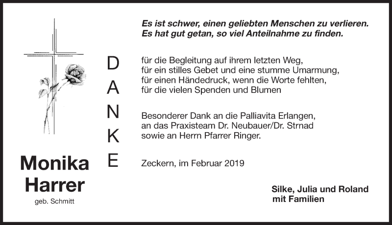  Traueranzeige für Monika Harrer vom 02.03.2019 aus Nordbayerische Nachrichten Forchheim Lokal