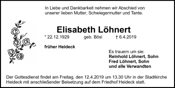 Traueranzeige von Elisabeth Löhnert von Roth-Hilpoltsteiner Volkszeitung Lokal