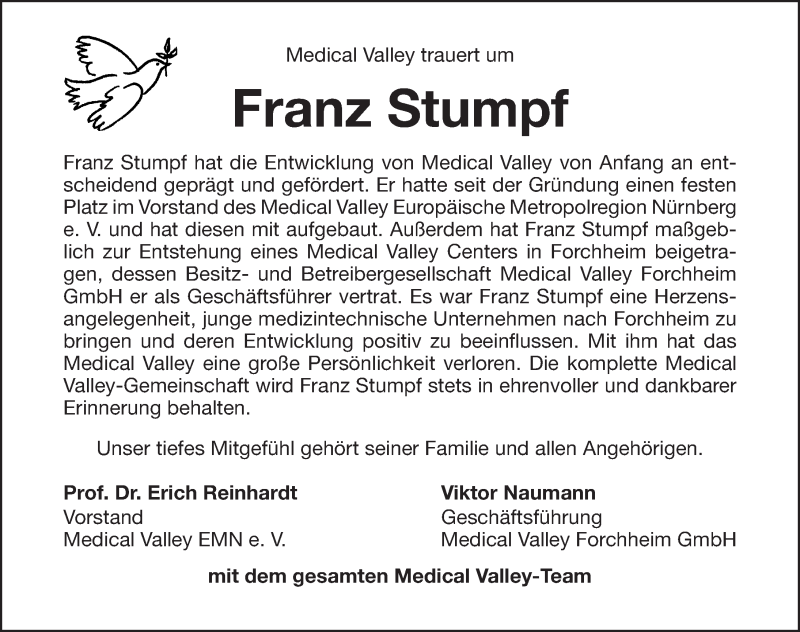 Traueranzeige für Franz Stumpf vom 12.04.2019 aus Nordbayer. Nachrichten Forchheim/ Erlanger Nachrichten