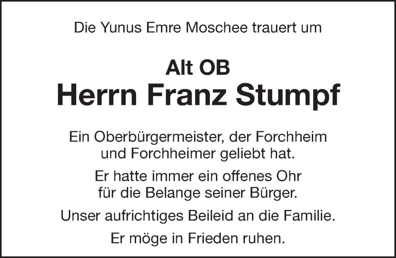  Traueranzeige für Franz Stumpf vom 13.04.2019 aus Nordbayerische Nachrichten Forchheim Lokal