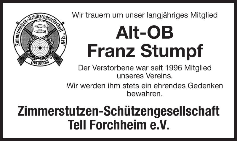  Traueranzeige für Franz Stumpf vom 11.04.2019 aus Nordbayerische Nachrichten Forchheim Lokal