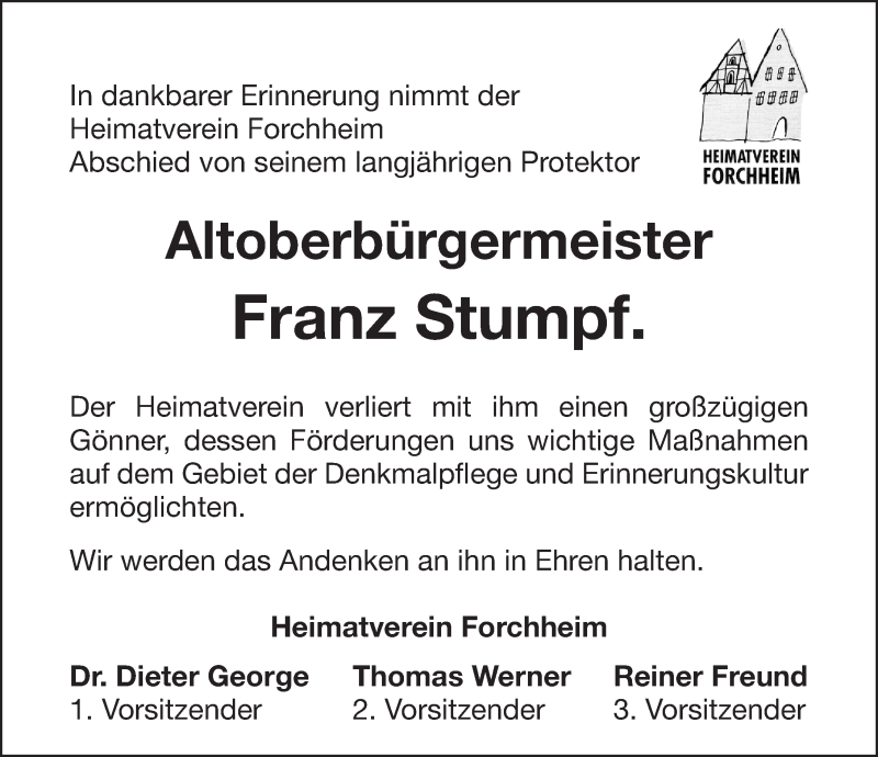  Traueranzeige für Franz Stumpf vom 12.04.2019 aus Nordbayerische Nachrichten Forchheim Lokal
