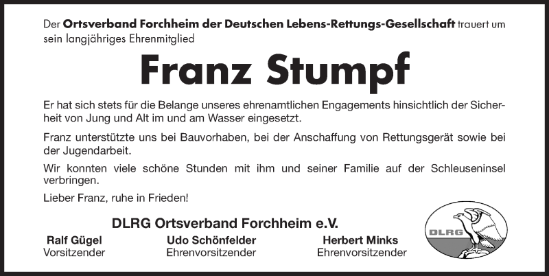  Traueranzeige für Franz Stumpf vom 12.04.2019 aus Nordbayerische Nachrichten Forchheim Lokal