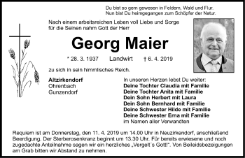 Traueranzeige von Georg Maier von Nordbayerische Nachrichten Pegnitz Lokal