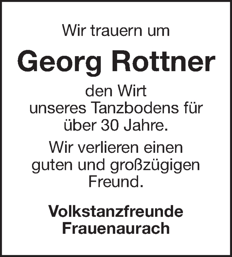  Traueranzeige für Georg  Rottner vom 09.04.2019 aus Erlanger Nachrichten Lokal