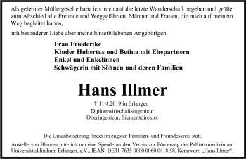 Traueranzeige von Hans Ulmer von Erlanger Nachrichten Lokal