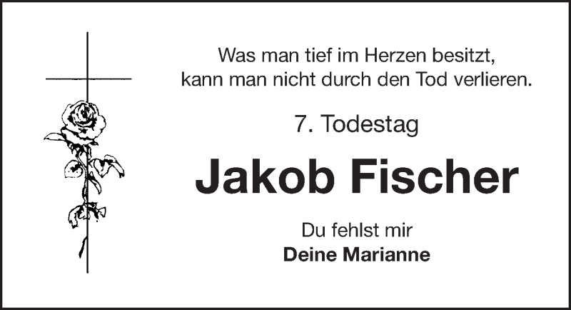  Traueranzeige für Jakob Fischer vom 13.04.2019 aus Nordbayerische Nachrichten Herzogenaurach Lokal