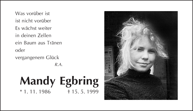  Traueranzeige für Mandy Egbring vom 15.05.2019 aus Erlanger Nachrichten Lokal
