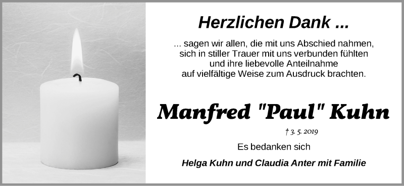  Traueranzeige für Manfred Kuhn vom 18.05.2019 aus Gesamtausgabe Nürnberger Nachrichten/ Nürnberger Ztg.