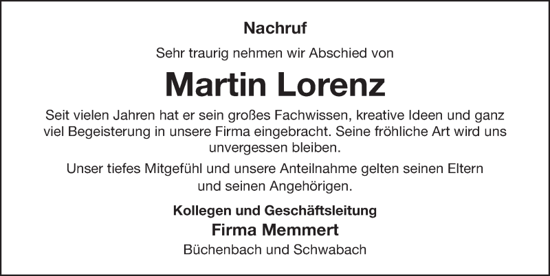  Traueranzeige für Martin Lorenz vom 15.05.2019 aus Roth-Hilpoltsteiner Volkszeitung Lokal