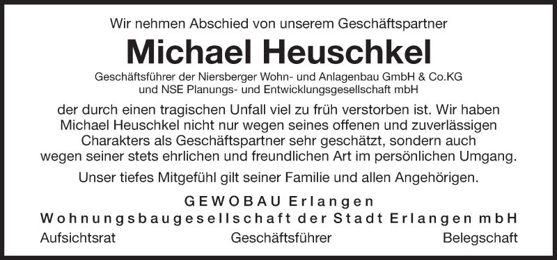  Traueranzeige für Michael Heuschkel vom 25.05.2019 aus Gesamtausgabe Nürnberger Nachrichten/ Nürnberger Ztg.