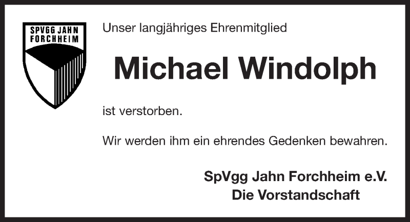  Traueranzeige für Michael Windolph vom 08.05.2019 aus Nordbayerische Nachrichten Forchheim Lokal