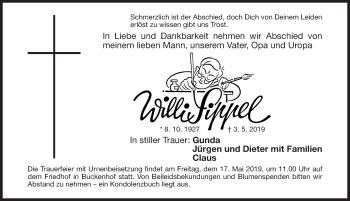 Traueranzeige von Willi Sippel von Erlanger Nachrichten Lokal
