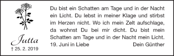 Traueranzeige von Jutta Vollmann von Fürther Nachrichten Lokal