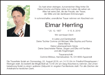 Traueranzeige von Elmar Herrling von Gesamtausgabe Nürnberger Nachrichten/ Nürnberger Ztg.