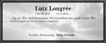 Traueranzeige von Lutz Longree von Schwabach