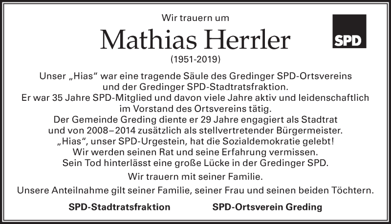  Traueranzeige für Mathias Herrler vom 08.08.2019 aus Roth-Hilpoltsteiner Volkszeitung Lokal