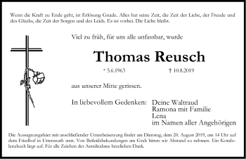 Traueranzeige von Thomas Reusch von Erlanger Nachrichten Lokal