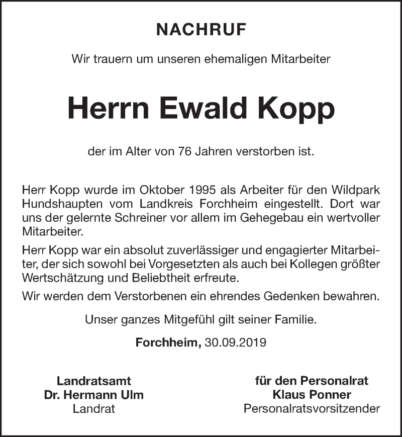 Traueranzeigen Von Ewald Kopp Trauer Nn De