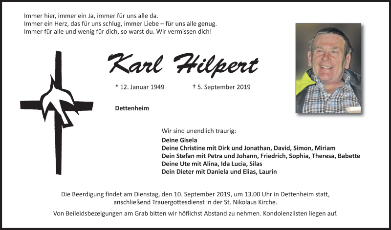 Traueranzeigen von Karl Hilpert trauer.nn.de