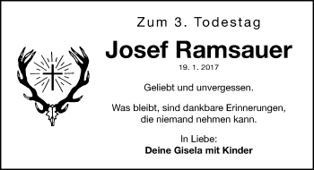 Traueranzeige von Josef Ramsauer von Roth-Hilpoltsteiner Volkszeitung Lokal