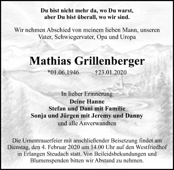 Traueranzeige von Mathias Grillenberger von Erlanger Nachrichten Lokal