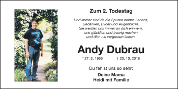 Traueranzeige von Andy Dubrau von Fürther Nachrichten Lokal
