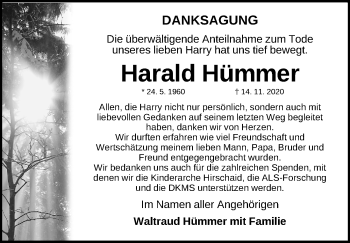 Traueranzeige von Harald Hümmer von Nordbayer. Nachrichten Forchheim/ Nordbayer. Nachrichten Pegnitz