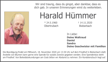 Traueranzeige von Harald Hümmer von Nordbayerische Nachrichten Pegnitz Lokal