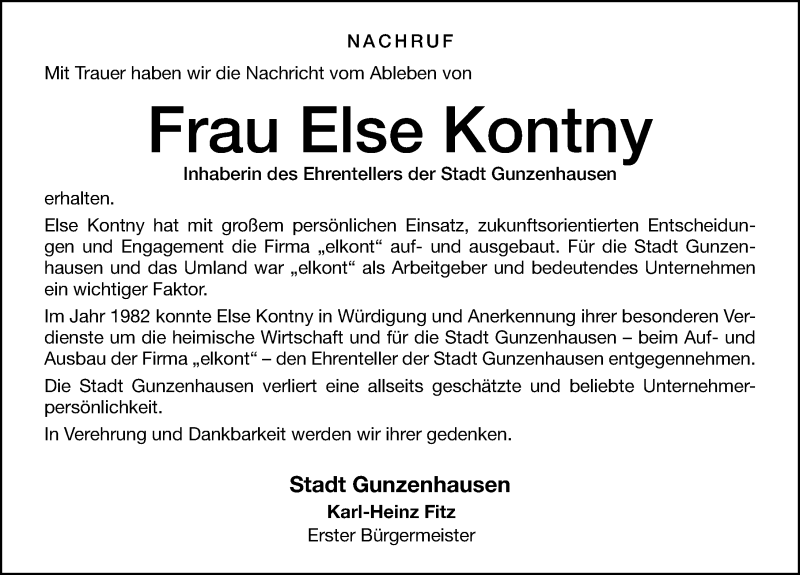  Traueranzeige für Else Kontny vom 30.12.2020 aus Altmühl-Bote Lokal