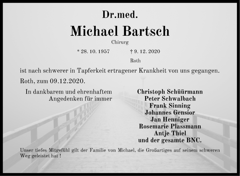  Traueranzeige für Michael Bartsch vom 19.12.2020 aus Roth-Hilpoltsteiner Volkszeitung Lokal