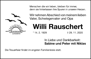Traueranzeige von Willi Rauschert von Gesamtausgabe Nürnberger Nachrichten/ Nürnberger Ztg.