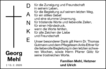 Traueranzeige von Georg Mehl von Fürther Nachrichten Lokal